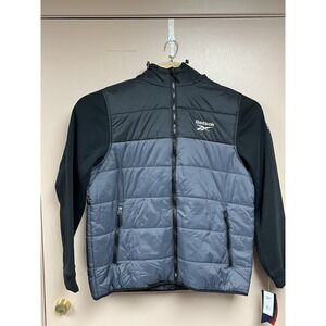 NWT Reebok Black/Black Hooded Jacket Style# OMRB1046 Mens L Full Zip & Pockets